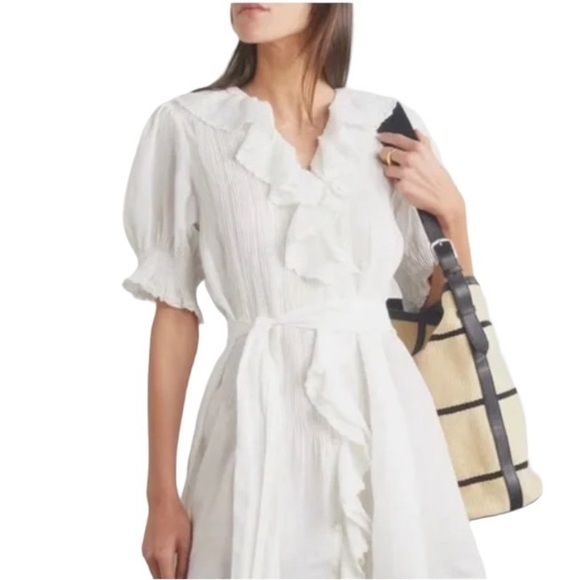 J. Crew Dresses & Skirts - J. Crew reimagined white cotton ruffle wrap dress